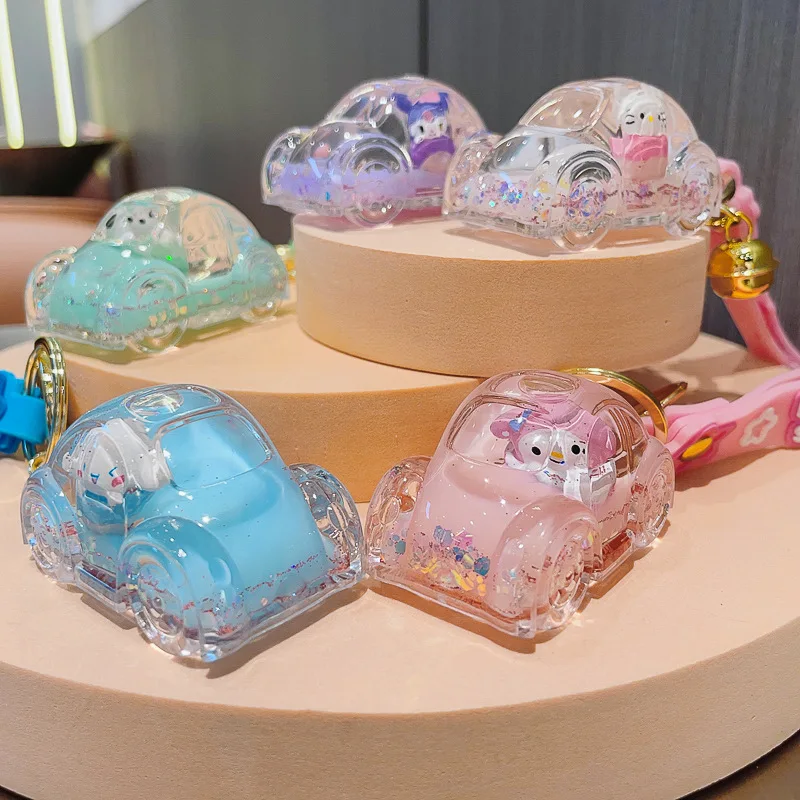 

Miniso cartoon quicksand car Sanrio keychain cute Kulomi drift bottle keychain pendant gift