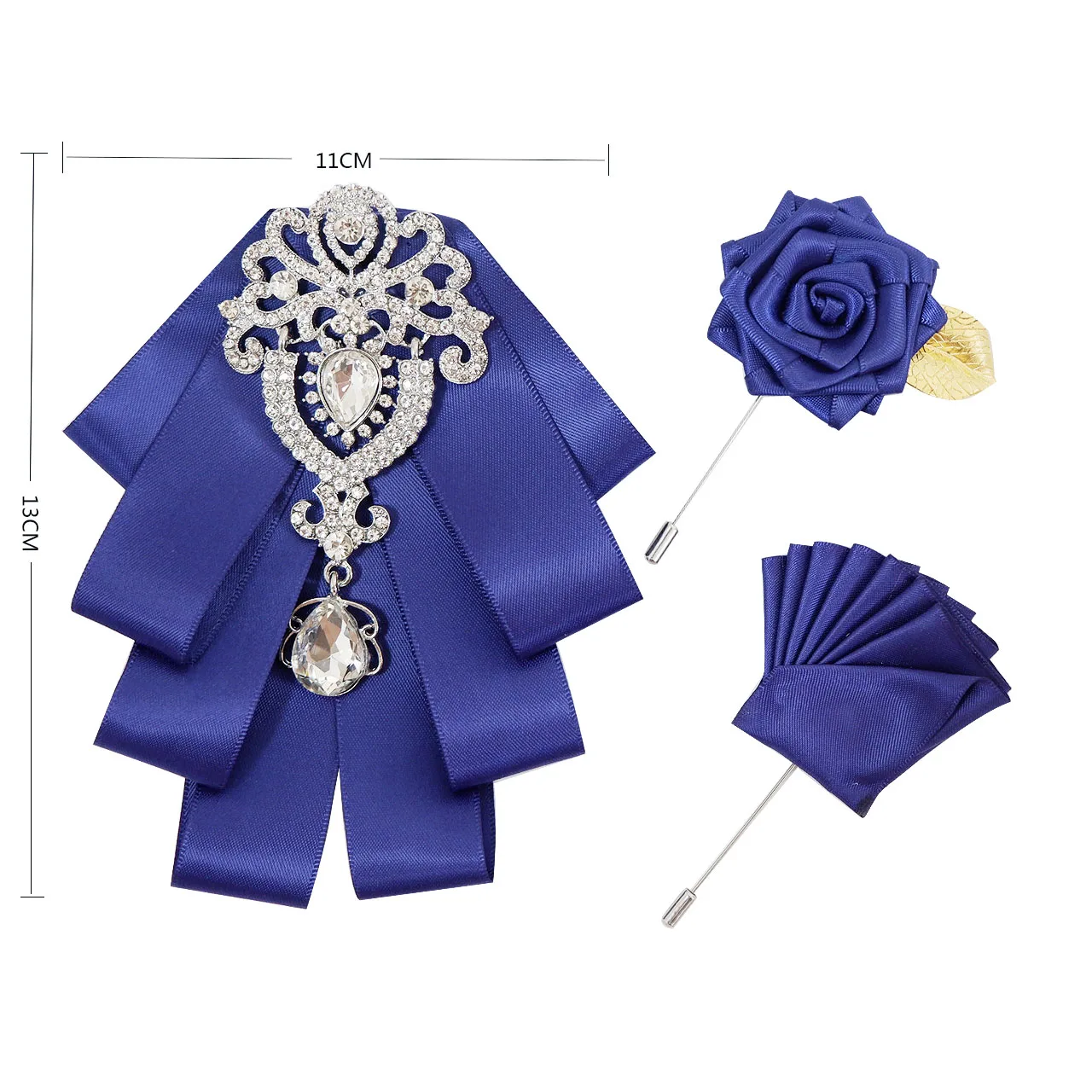 

Handmade Bow Tie Brooch Set Korean British Men's Business Wedding Collar Flowers Corsage Pocket Towel Sets High-end Jewelry Gift