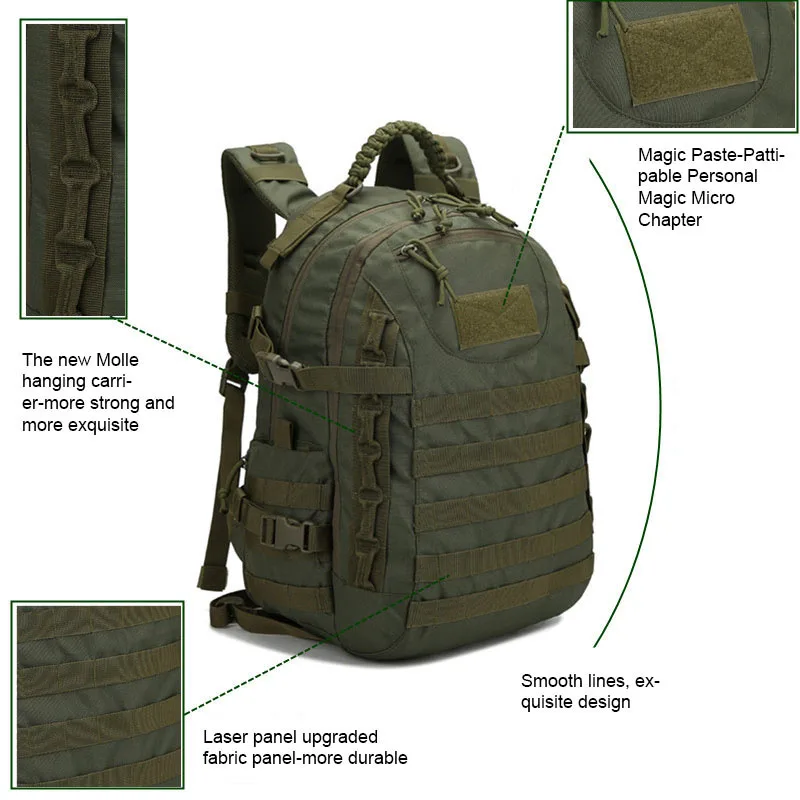 Imagem -06 - Oulylan-mochila Tática para Homem e Mulher Mochila Poliéster 900d Estudante Militar Trekking Pesca Desporto Caminhada 35l