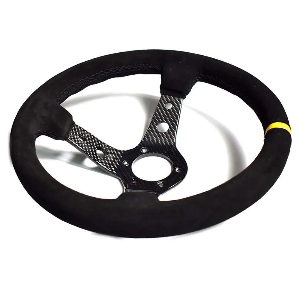 350mm Carbon Grain Color Steering Wheel Modification Racing Sports Steering Wheel Accessories Concave 90mm Universal