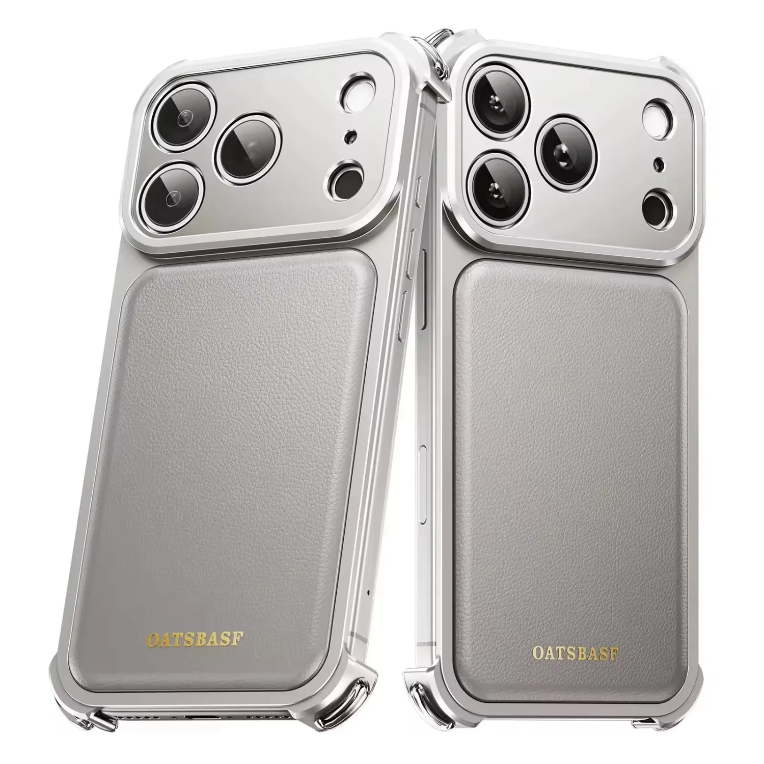 

Minimalist Frameless Aluminum Metal Vegan Leather Magnetic Phone Case For iPhone 17 16 Pro Max Bumper Shockproof Back Cover