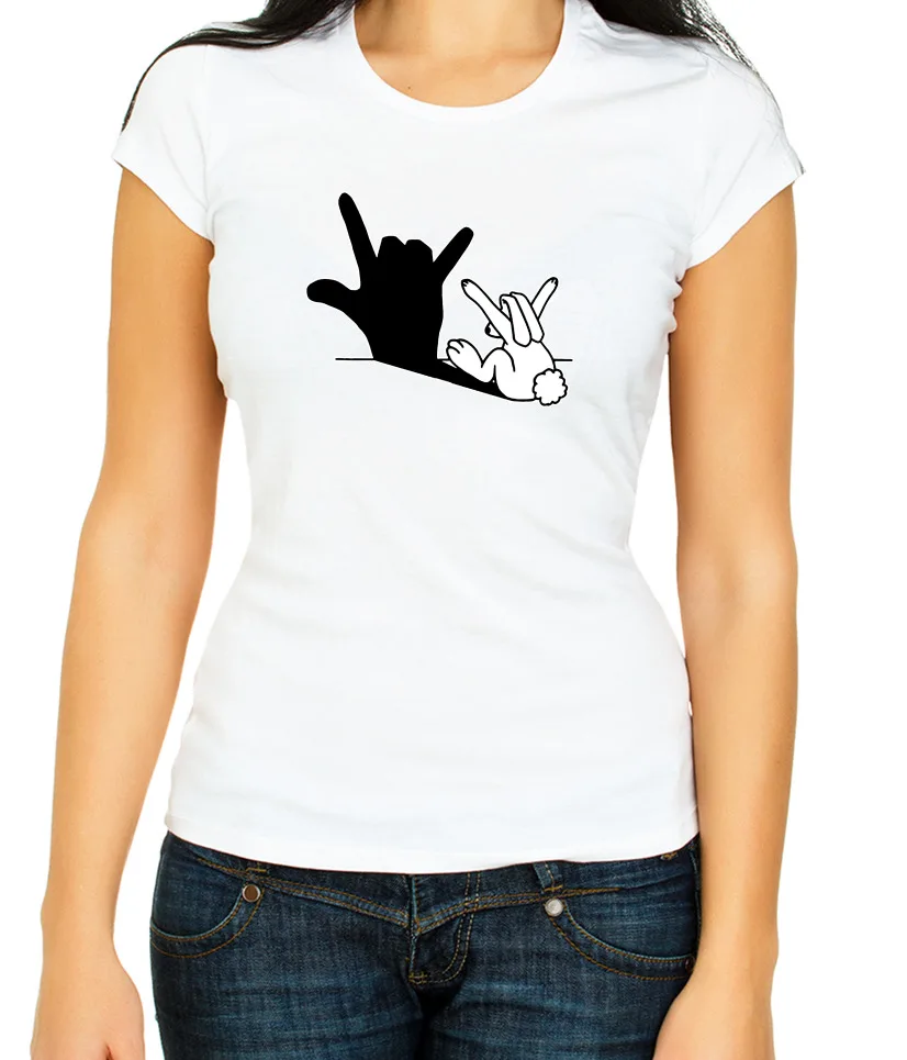 Rabbit Hand Shadow 3 4 T Shirt Woman G075