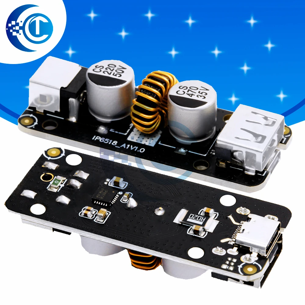45W USB-C Full Protocol Charging Module IP6518 QC3.0 DC-DC Buck Adapter 10.5V-32V Input to 3V-20V Output