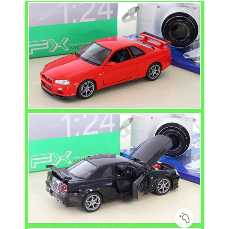 1-24-日産スカイライン-gt-r-r34-シミュレーション合金車モデル男の子と女の子のおもちゃの車モデル装飾誕生日ギフトディスプレイコレクション