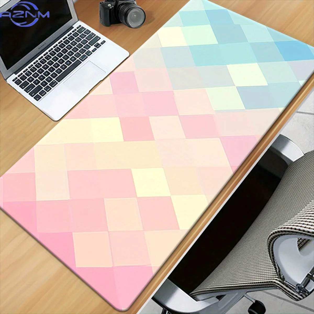 1pc Light Pastel Checkered Pattern HD Printed XXL Mousepad - Vibrant Multicolor Desk Mat for Gaming, Office & PC Use - Durable R