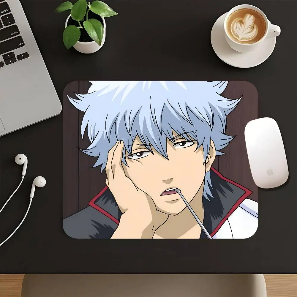 Sakata Gintoki Anime Cartoon Characters Small LockEdge Mouse Pad For Gamers Computer Desk Pad Rectangular Anti-slip Rubber