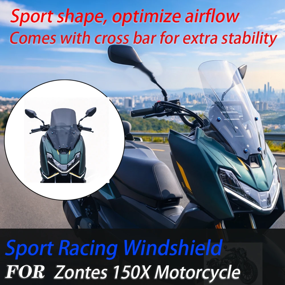 For Zontes 150X Racing Heightened Windscreen 56/60cm Optional Modified Front Windshield