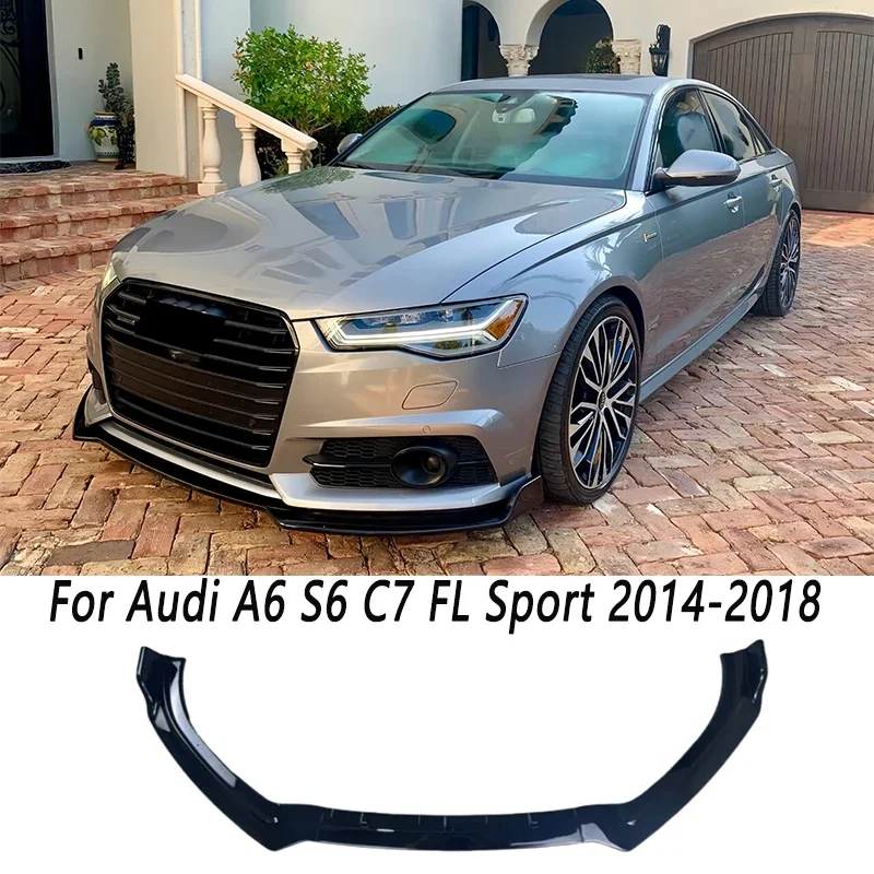 For Audi A6 S6 C7 Facelift TFSI TDI Avant S-Line 2014-2018 Car Foront Bumper Lip Spoiler Splitter Front Bumper Lip Chin Canards 