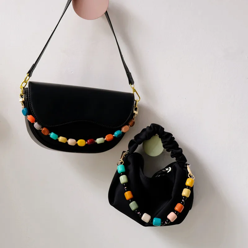 New Woman Bag Accessory Colorful Acrylic Resin Bead Part Handcrafted Wristband Cute Phone Case Strap Women Bag Handle Chain