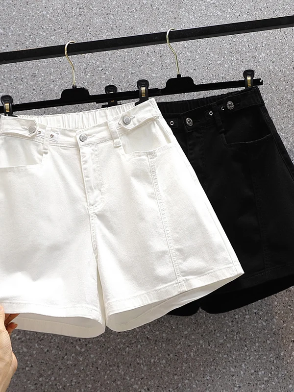 ارتفاع الخصر فضفاضة تناسب رقيقة الدنيم orts واسعة الساق ألف خط السراويل الساخنة صيف جديد Sle حجم كبير جينز ناعم سراويل تقليدية للنساء