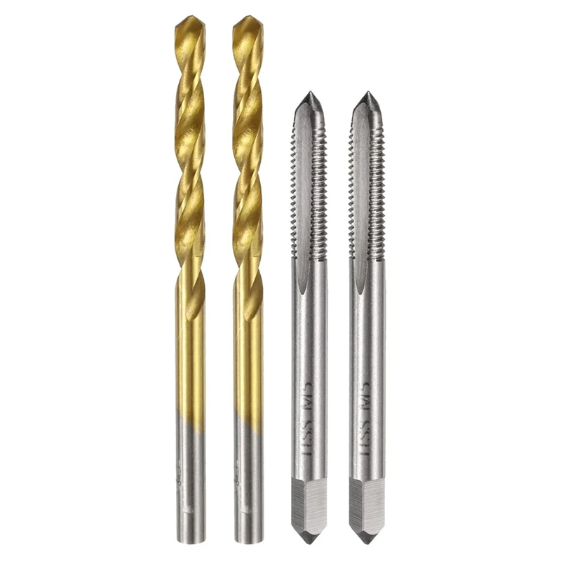 -A25M Drill Bit Set,M5 X 0.8 Straight Flute Thread Taps And 4.2Mm Twist Drill Bits Titanium Coated, HSS6542 Threading Tools