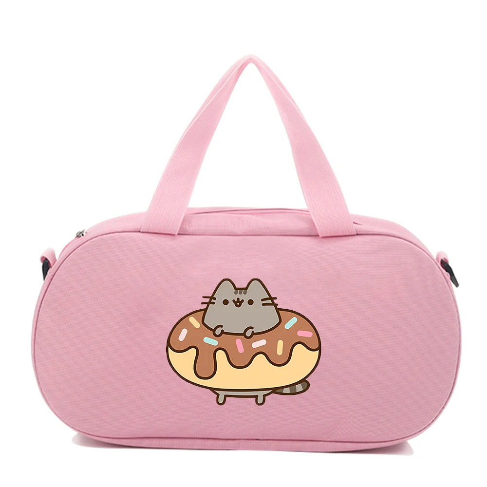 Pusheen Girls Anime Printed Traveling Bag Kids Cartoon Cute Portable Luggage Children Fashion Casual Travel Duffels Kawaii Gifts