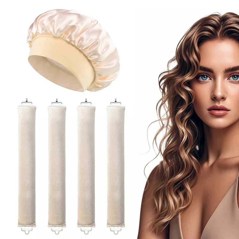 5 stücke Heatless Curling Eisen Stirnband Mit Schlaf Kappe Weiche Curling Eisen Schlafen Curler Styling Werkzeug – Detail 6