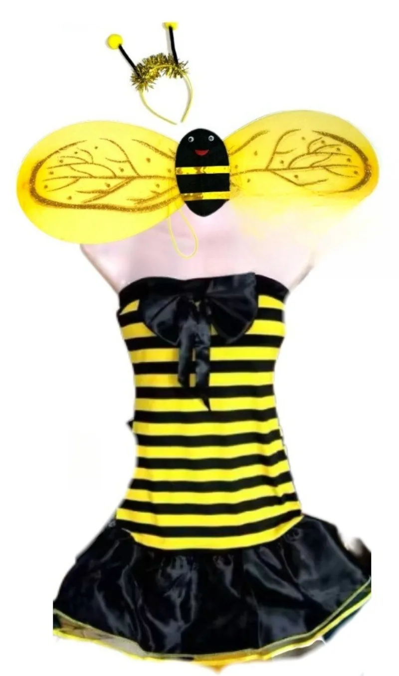 Halloween Yellow Bumble Cosplay Costume Sunny Bee Dress Wing Set Theme Party Performance Role Playing Outfits for Adult Women - view 4