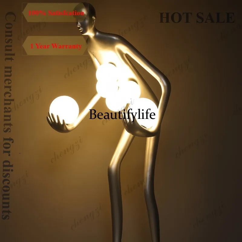 D56 Exhibition Hall Villa Living Room Abstract Art Humanoid Animal Ornament Hotel Lobby Human Sculpture Floor Lamp