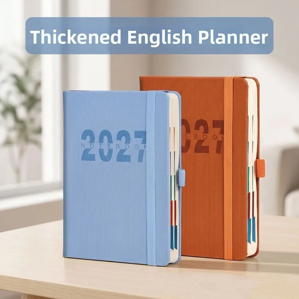 English 2027 Schedule Planner Notepad Wear-resistant 12 Months To-do List Notebook Portable Simple Personal Schedule Journal