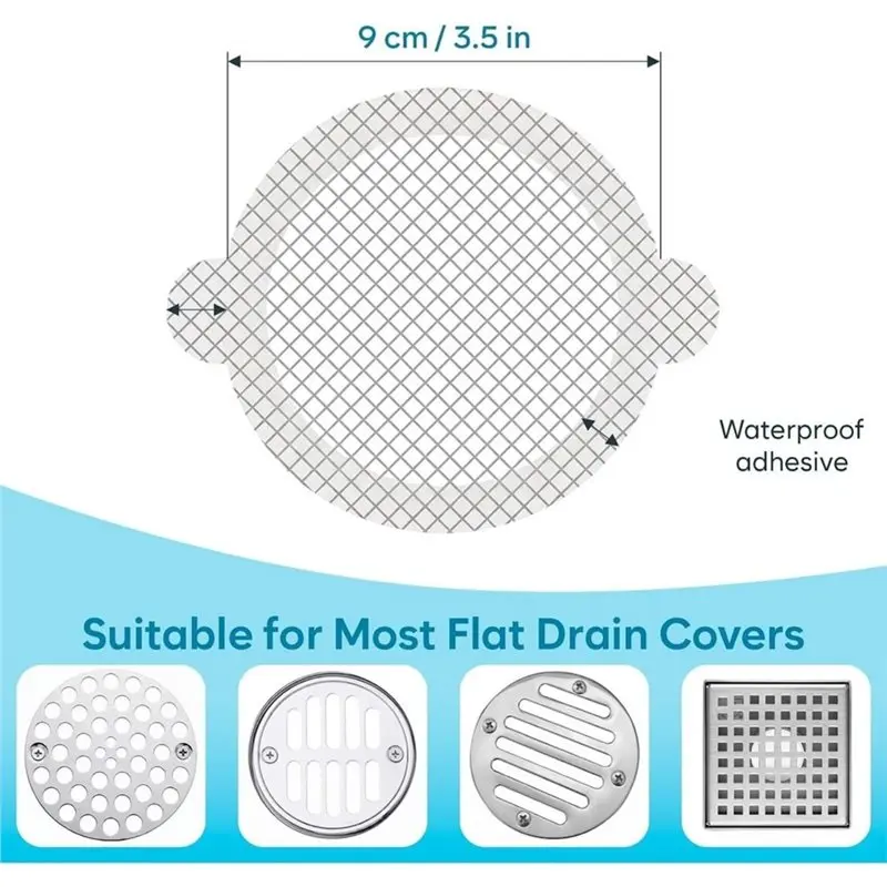Utility Design Disposable Self-Adhesive Shower Hair Catcher, 100 Pack, Mesh Drain Cover Prevents Clogged Pipes,For Bathroom Tub - view 5