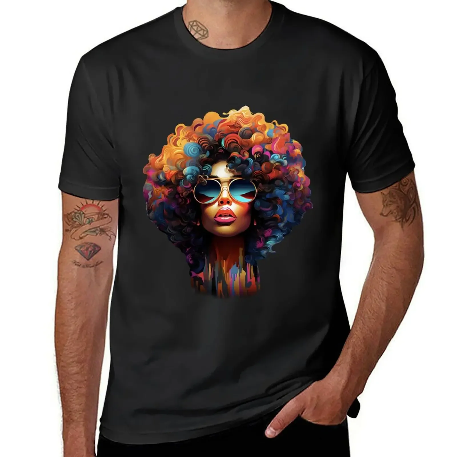 Afro Shades 1 T-Shirt graphic tee shirt rapper graphic tees plain plus size clothes heavy weight t shirts for men