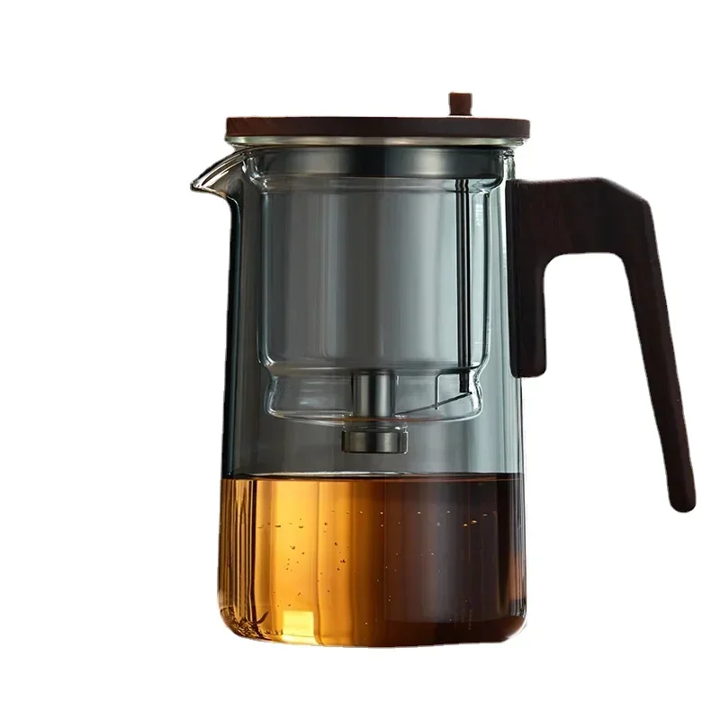 

Glass Teapot With Wood Handle Heated Resistant One-button Filtering Glass Kettle Transparent Scented Tea Glass Tea Pot Teaware