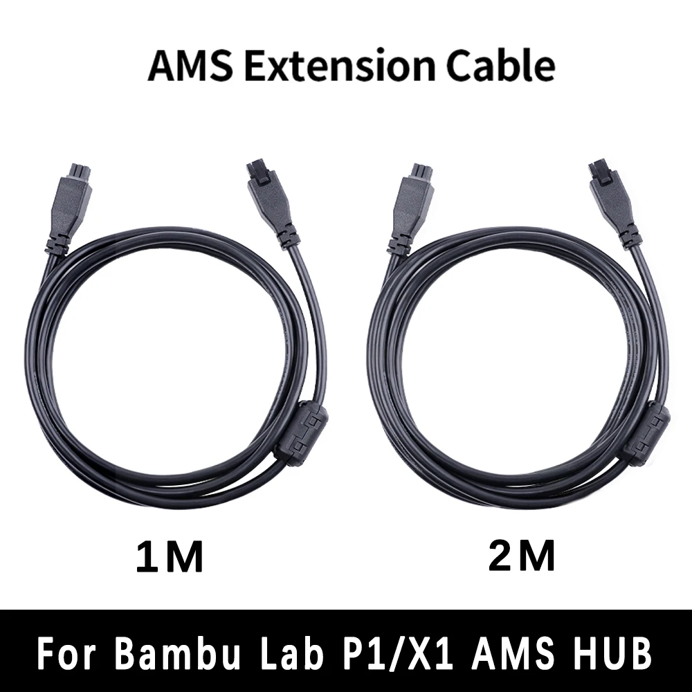 AMS HUB اتصال ل Bambu Lab X1 X1C P1P P1S H2D طابعة ثلاثية الأبعاد 6pin كابل بيانات 1 متر 2 متر مع حلقة مغناطيسية AMS ترقية أجزاء #1
