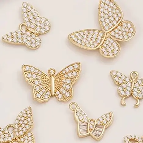 

14K Gold-Plated Zirconium Butterfly Pendant Fashionable Jewelry Set with Pendants Bracelets Necklaces And Earrings