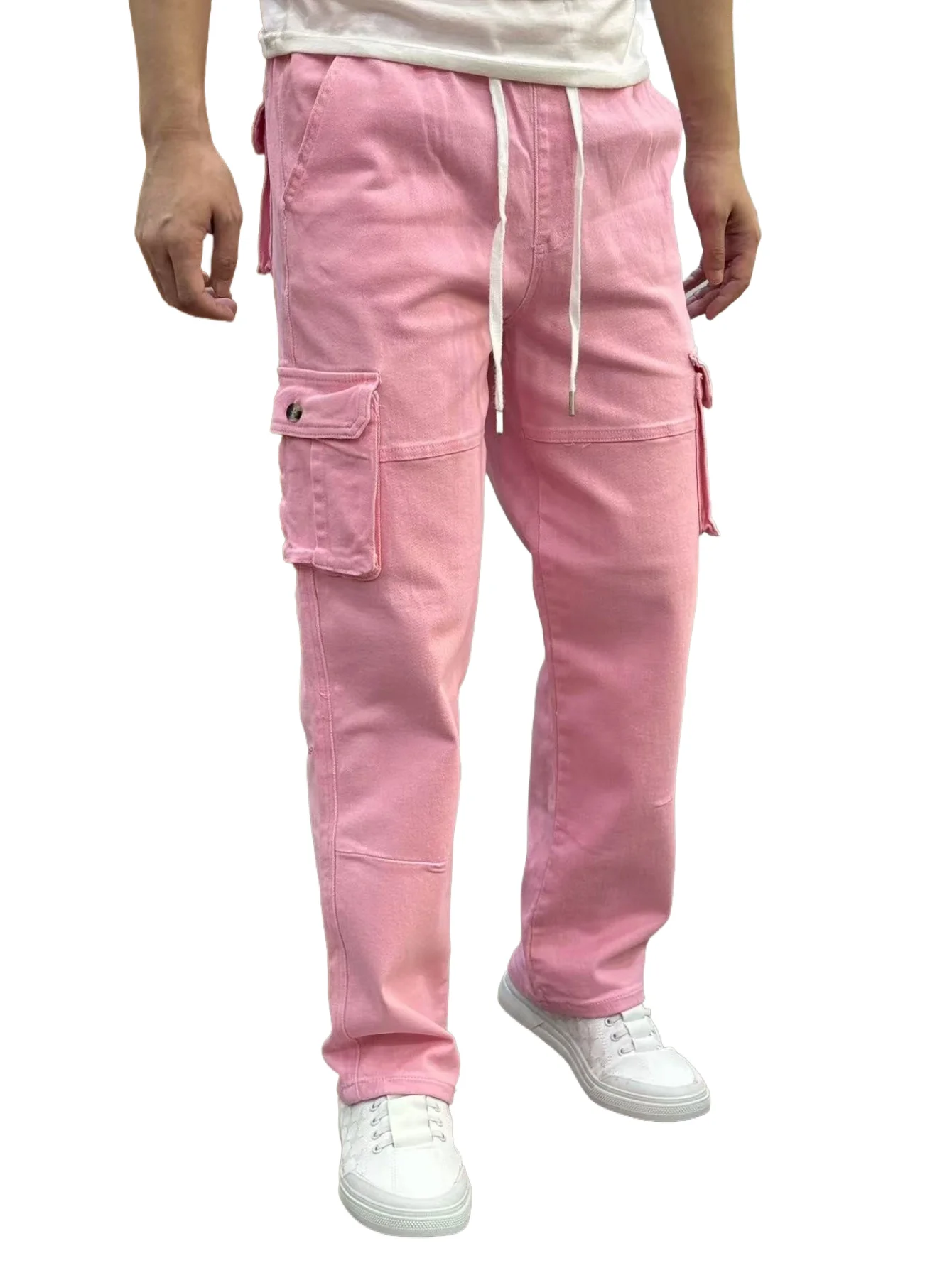 

KING JEANS Мужские джинсы Модные брюки с эластичным поясом Базовые стильные деловые классические розовые прямые брюки