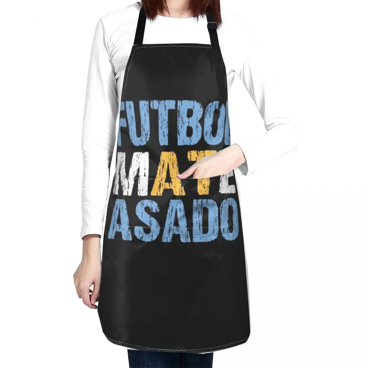 Futbol Mate Asado Argentinian Flag Argentina Distressed Apron For Girl Cute Kitchen kitchen jacket woman Apron