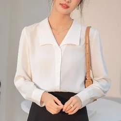 Fashion New Office Lady Long Sleeve Turn Down Collar Women Shirt Chiffon Shirt Blouse Women Tops Blusas Mujer De Moda 2024 A589