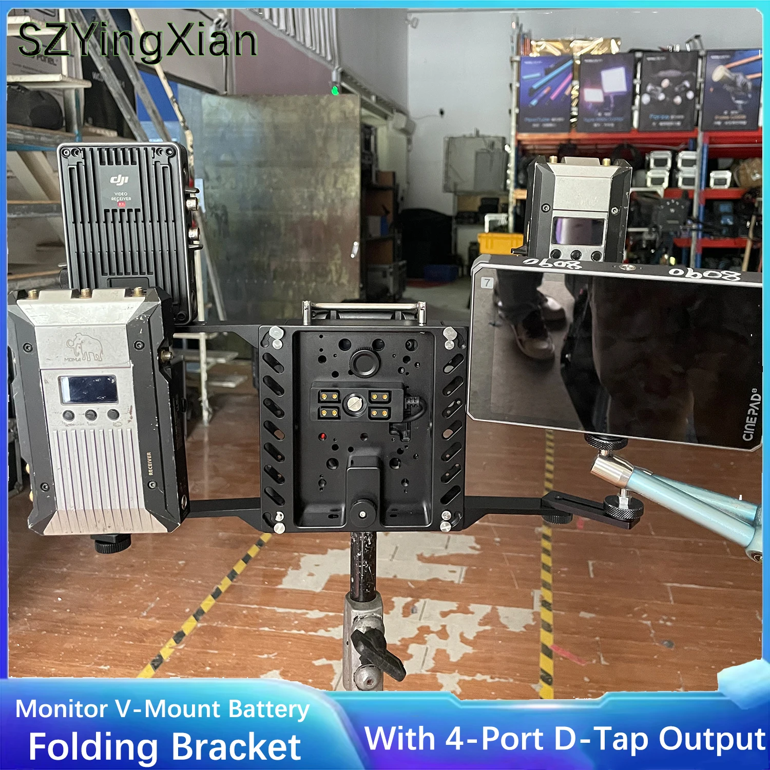 V‑Mount Battery Plate Folding Bracket With 4‑Port D‑Tap Output,  for Camera Monitor Wireless Video Transmitter Receiver