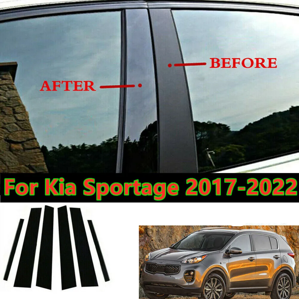 

6pcs Set Door Window Trim Pillar Posts Piano Molding Cover Fit For Kia Sportage 2017-2022