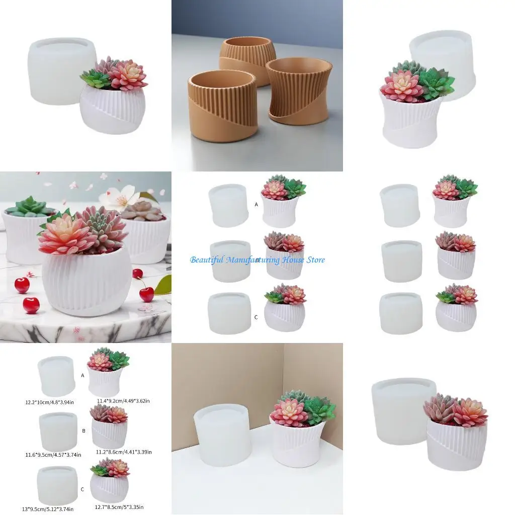 

E56A силиконовая форма для цементного горшка, уникальная форма, формы для держателей ручек, DIY формы для цветочных горшков, для