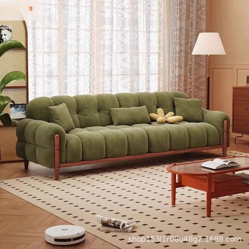 

French retro Jude Youyang living room small apartment straight row piano key sofa combination simple modern fabric sofa