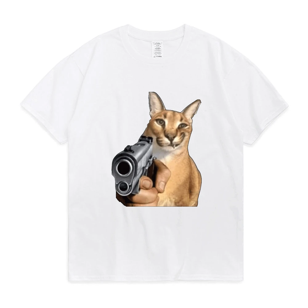 Funny Big Floppa Gun TShirt for Men Summer Fashion Short Sleeve Tshirts  Women Streetwear Full of Personality Hip Hop T Shirt