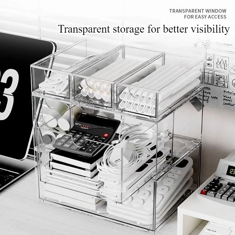 Desktop Organizer Drawer Type Acrylic Box Stationery Organizer Cosmetic Organizer for Makeup Storage Stationery Supplies receive