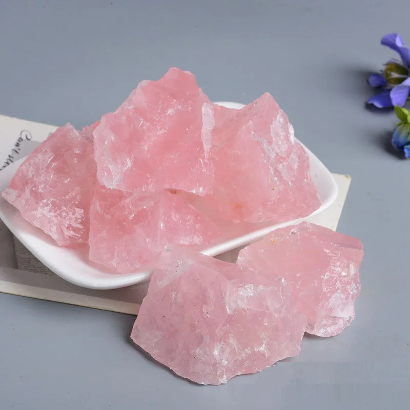 100% Natural Pink Rose Quartz Stone Raw Crystal Stones Healing Mineral Specimen Rock Stone