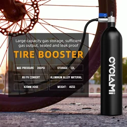 CYCLAMI Aluminum Alloy Tubeless Pump Tire Inflator Tyre Air Booster Bottle With Valve Gas Cylinder For Bike Tubeless 29