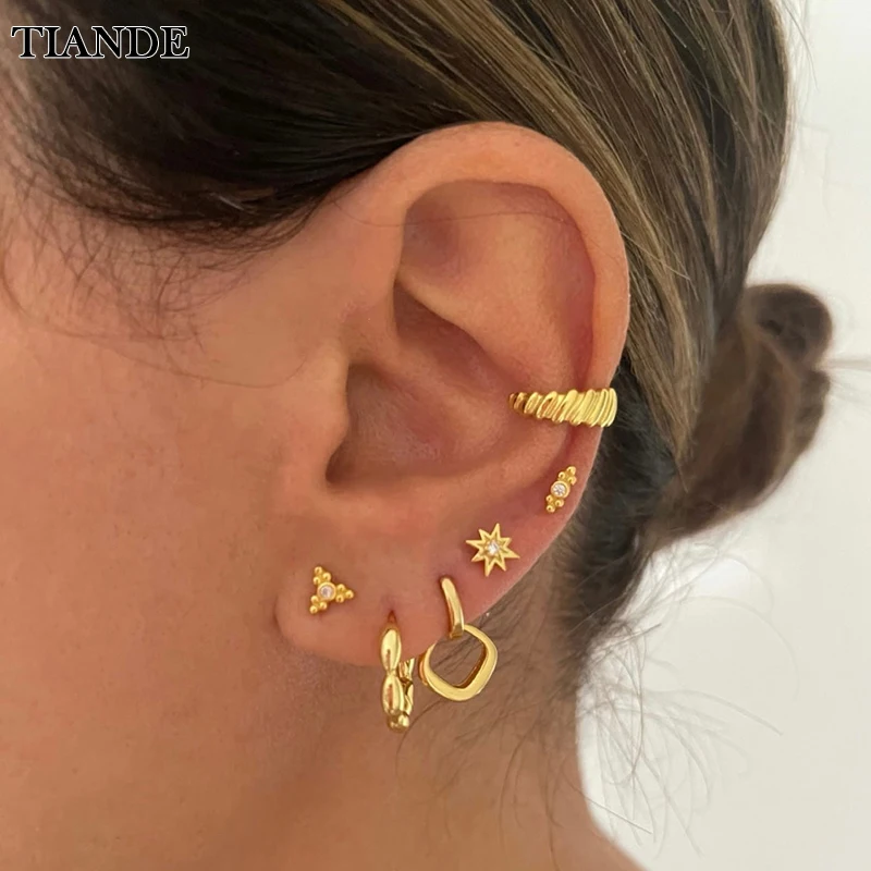 TIANDE Gold Color Earrings Set for Women Fashion Boho Ear Cuff Women's Stud Hoop Drop Earrings 2022 Fashion Jewelry Wholesale