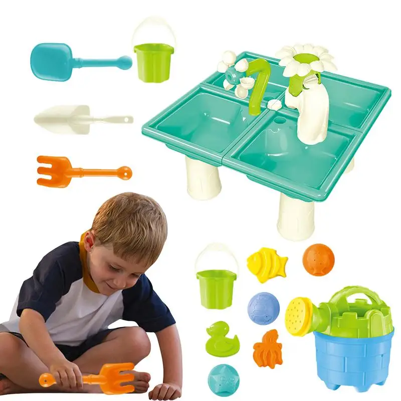 

Sand And Water Activity Table 13pcs Beach Water Sand Activity For Toddler Sensory Summer Beach Sandbox Toy Set With Bucket And