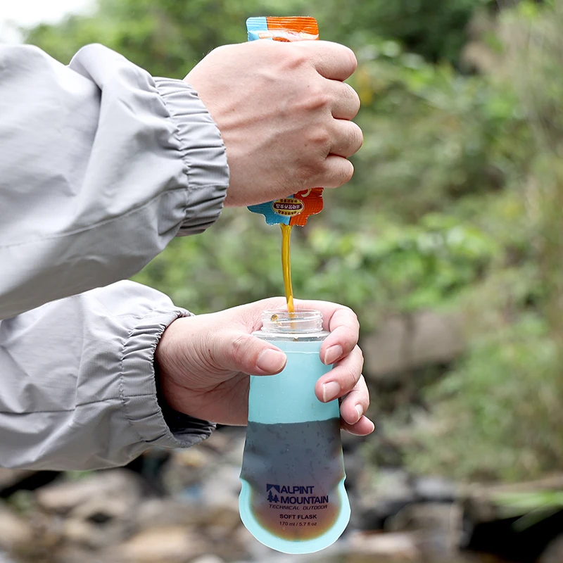 170ml Foldable Leak-Proof Soft Collapsible Nutrition Flask for Hydration Pack BPA Free TPU, Lightweight,Easy Open Cap Running - view 6