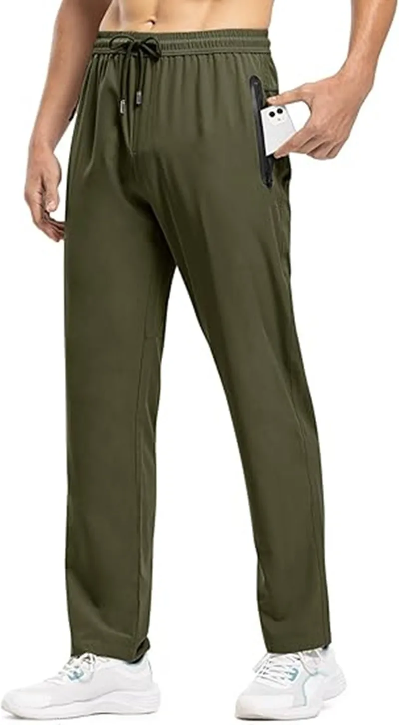Herren Schnelltrocknende Leichte Sporthose Elastischer Bund Reißverschlusstaschen Atmungsaktive Freizeithose Für Laufen Fitness Wandern – Detail 14