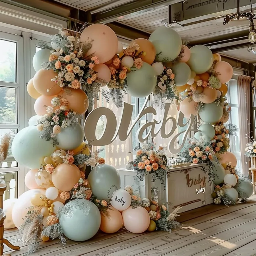 Pink and Dusty Green Balloons 50Pcs 12 Inch Brown Nude Boho White Balloons with Ribbon for Girls Women Birthday Bridal Shower W