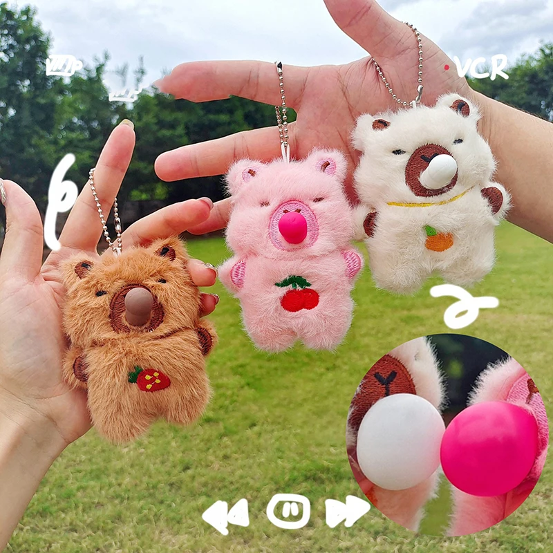 Squeeze Capybara Bubble Keychain Adult Children Creative Decompression Tool For Releasing Pressure Cute Animals Pendant