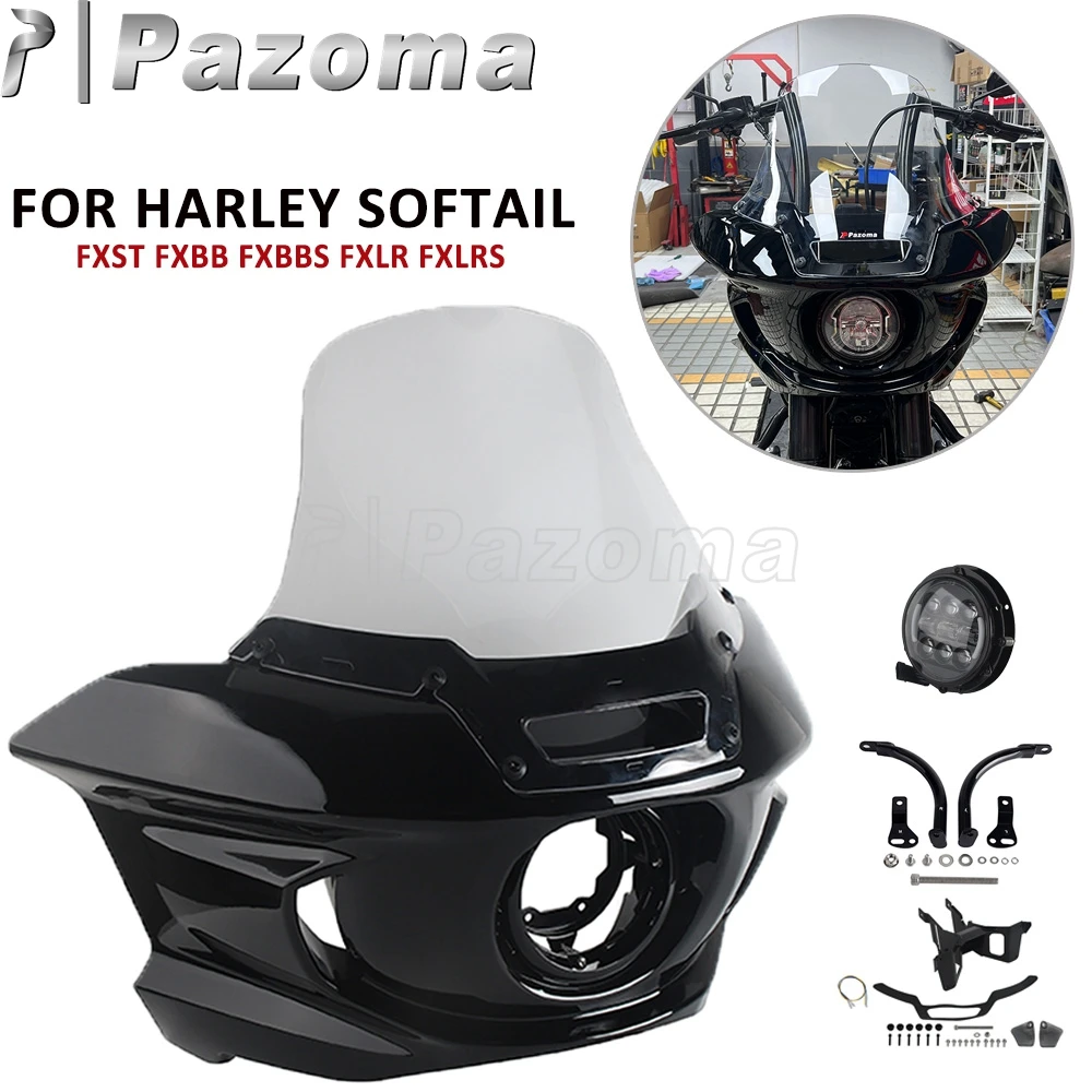 

Motorcycle Windshield Fairing Cover For Harley Softail Standard FXST Street Bob FXBB FXBBS Low Rider S FXLR FXLRS Headlight Cowl