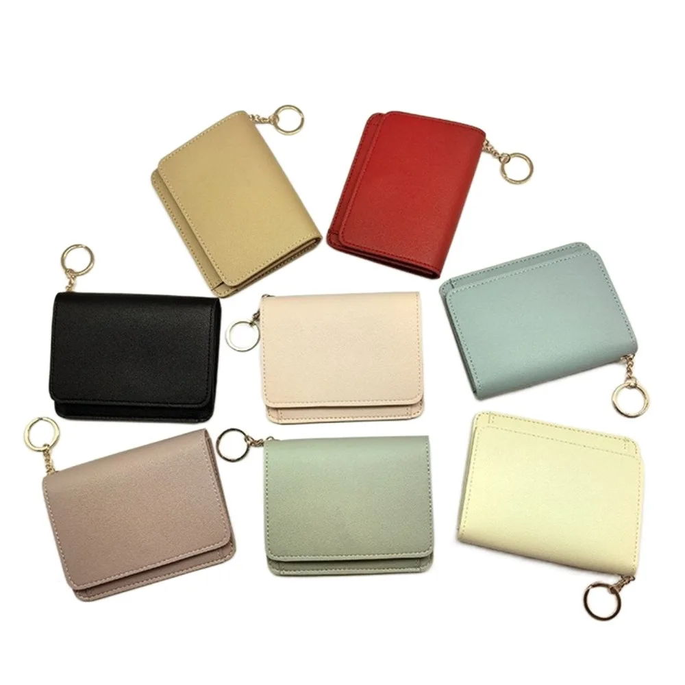 Nova bolsa de moedas tripla portátil multifuncional titular do cartão de crédito mini carteiras menina