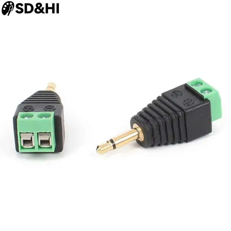 1pc Video AV Balun 3.5mm 2 Pole Stereo Male to AV Screw Terminal Stereo Jack 3.5 mm male 2 pin Terminal Block Plug connector