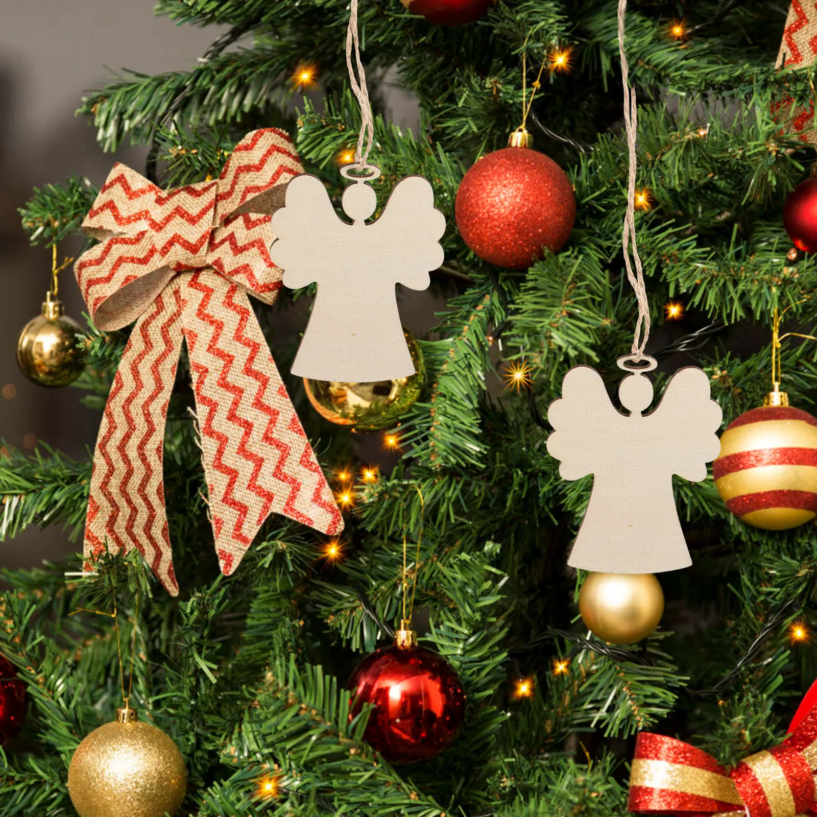 

10Pcs Wooden Christmas Angel Pendants Handcrafted Hanging Decorations for Tree Party Festival Home Garden Christmas Pendants