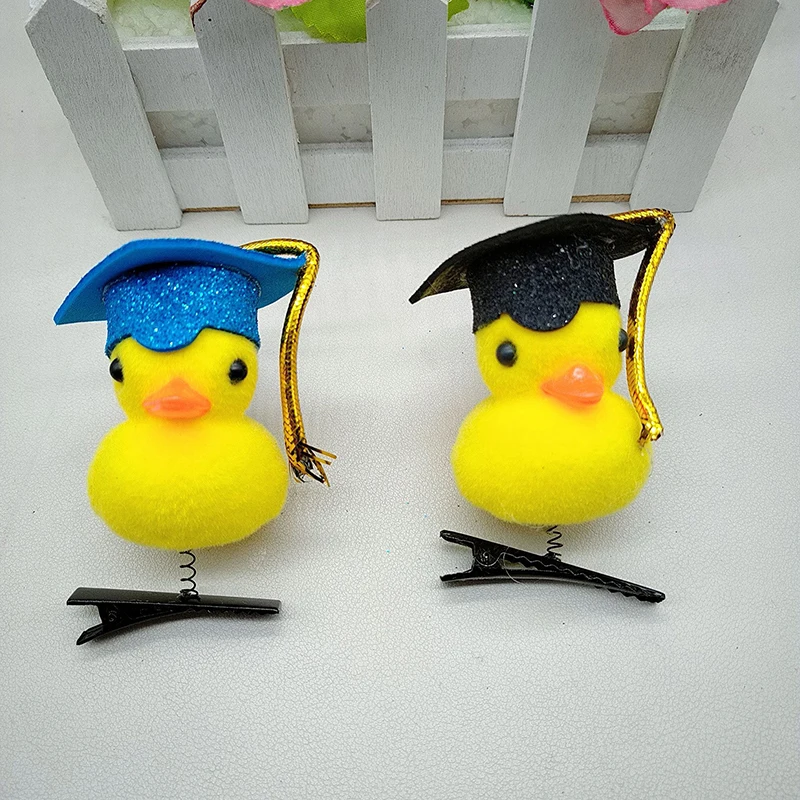 Cartoon Funny Doctorial Hat Cowboy Hat Little Yellow Duck Hairpin Fashion Duckbill Hair Clip For Children Cute Hair Accessories