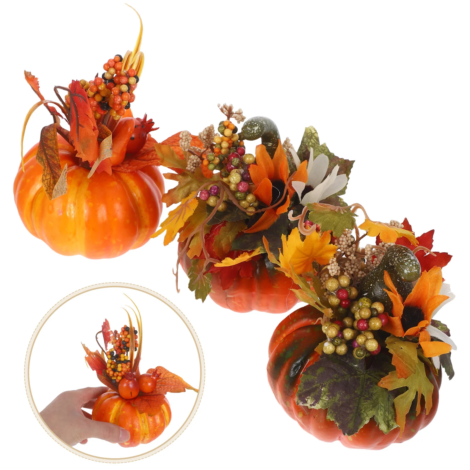 

3Pcs Artificial Pumpkin Maple Leaf Sunflower Autumn Decoration for Home Table Garden Decorative Props Artificial Decor