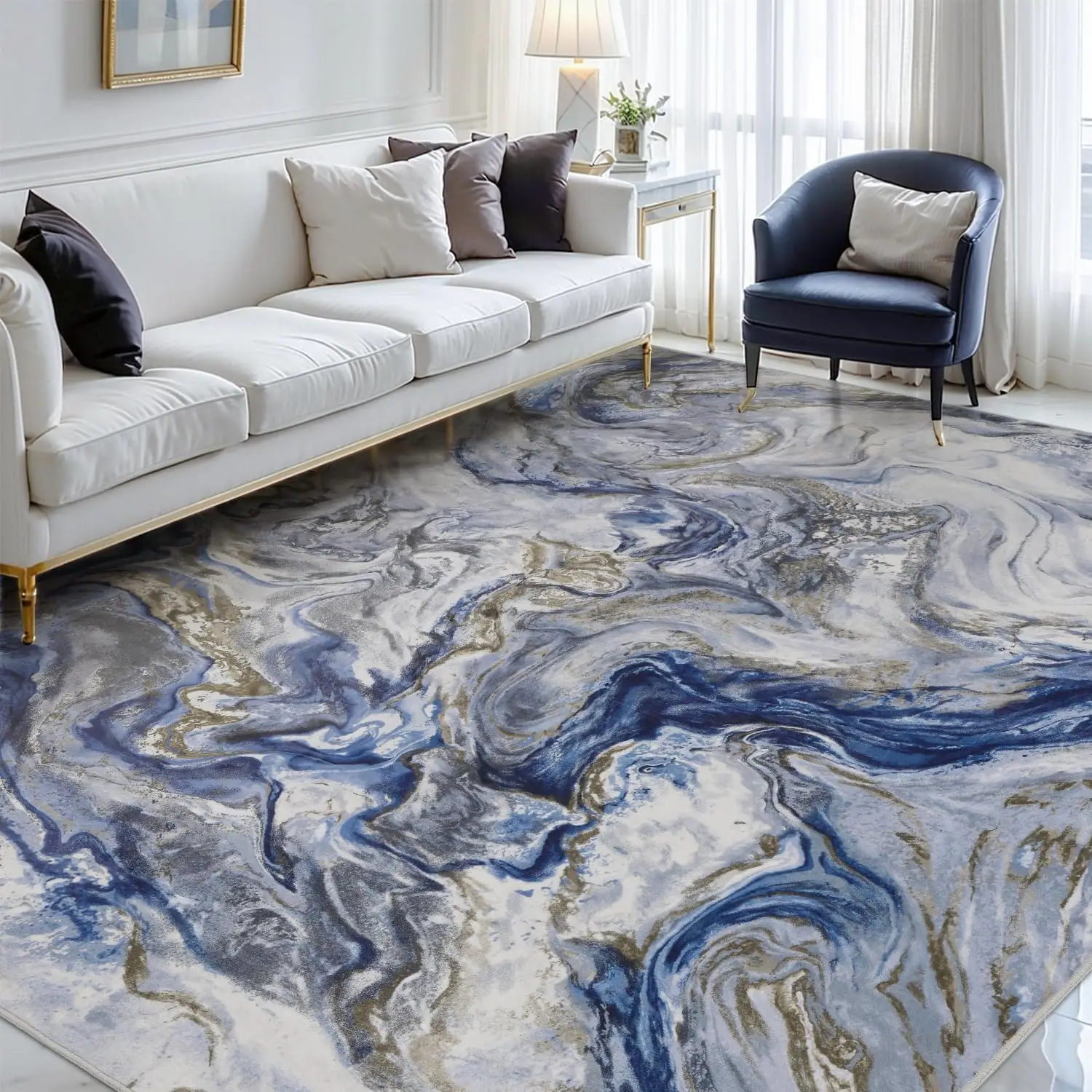 

5x7 Modern Abstract Rug, Washable & Stain Resistant, Soft Area Rug for Living Room Bedroom Dining Room, Pet & Kid Friendly
