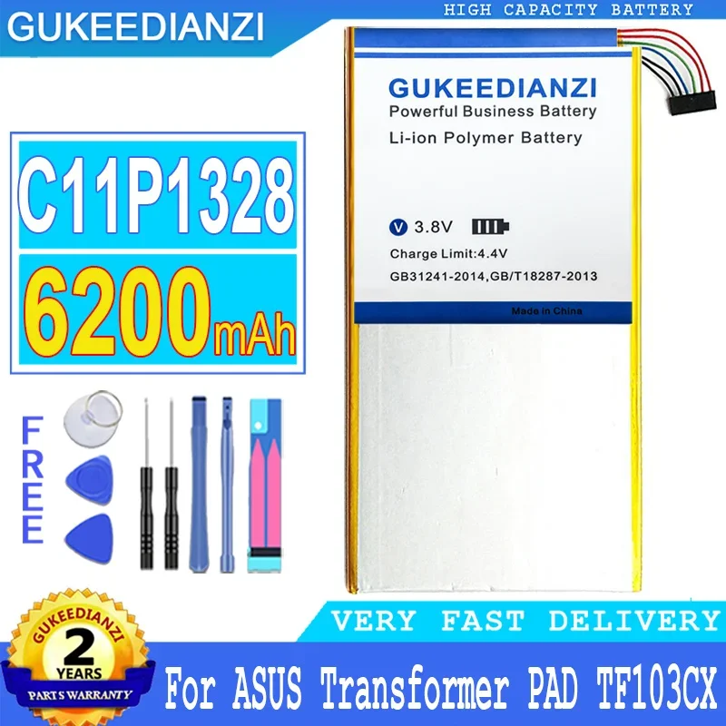 

GUKEEDIANZI Battery for ASUS Transformer PAD TF103C TF103CX TF103CG K010 K018, Big Power Batteria, Free Tools, C11P1328